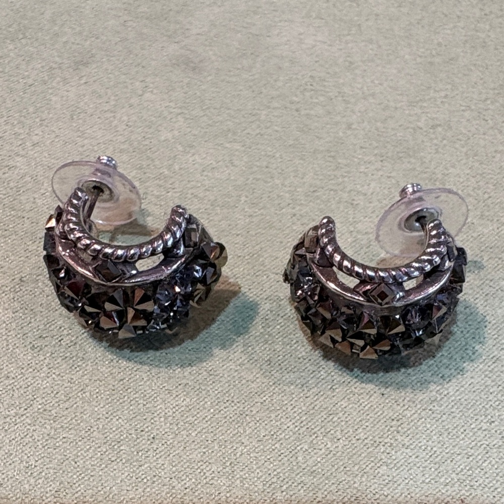 Elegant Black Crystal Studded Earrings
